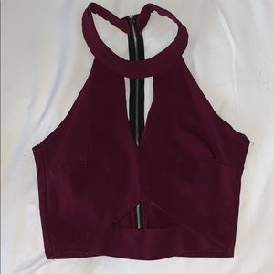 Maroon halter crop top